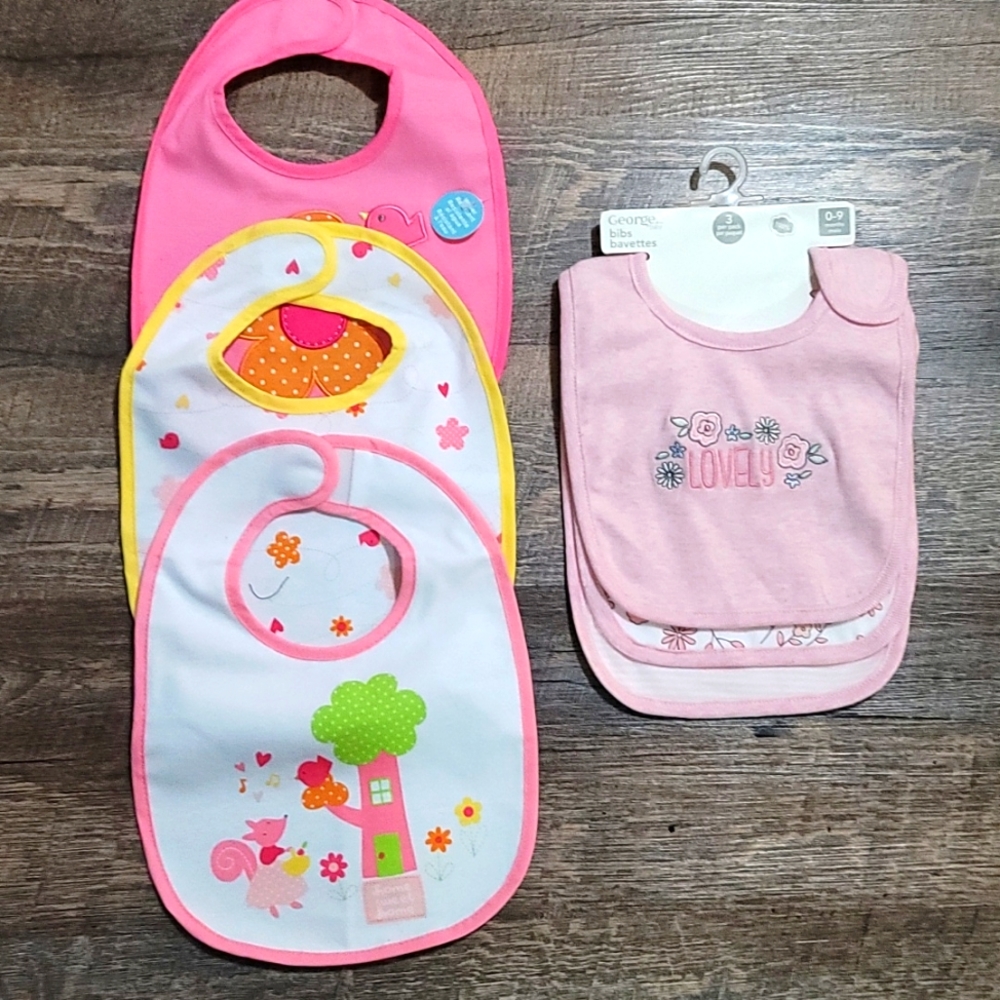 Brand NWT two packs six total baby bibs 0-9 months George baby and koala baby